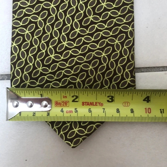 Ted Baker 100% Silk Made in USA tie, yellow and brown all over print - Picture 6 of 7